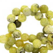 Natural stone beads round 6mm Golden olive green